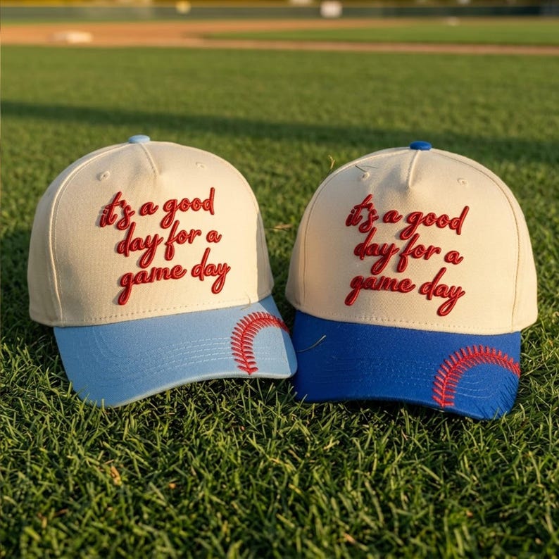 Good Day For Game Day 3D Puff Embroidered Baseball Cap: Stitch Sports Mom Hat