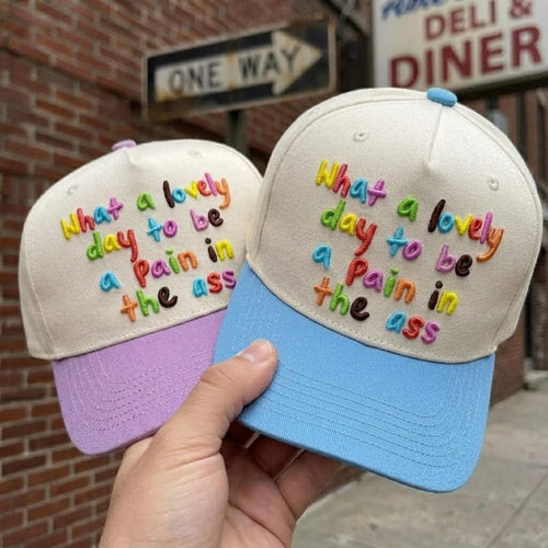 Colorful Pastel Quote 3D Embroidered Baseball Cap: What A Lovely Day Hat