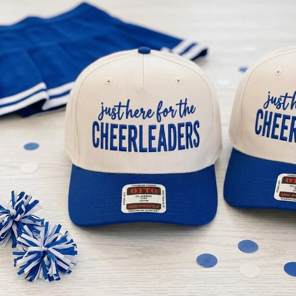 Cheerleader Supporter Hat with “Just Here for the Cheerleaders” Front Lettering