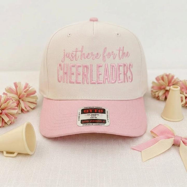 Cheerleader Supporter Hat with “Just Here for the Cheerleaders” Front Lettering