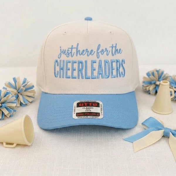 Cheerleader Supporter Hat with “Just Here for the Cheerleaders” Front Lettering