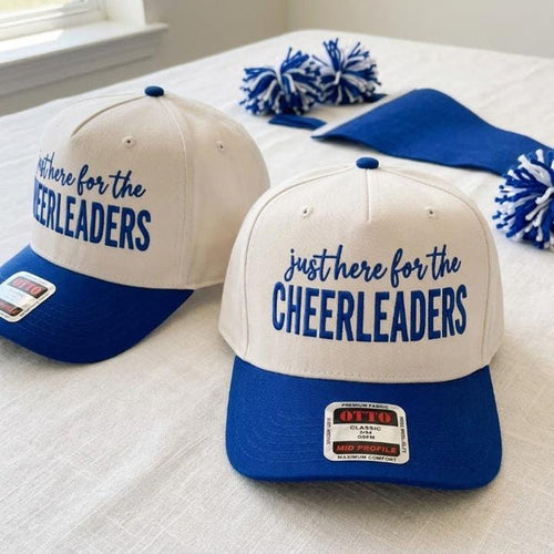 Cheerleader Supporter Hat with “Just Here for the Cheerleaders” Front Lettering